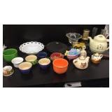 2 vases, lantern, bowls, vintage campfire popcorn