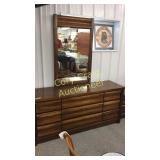 9 drawer dresser 64" wide 18" deep 29" wo mirror