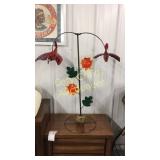 Metal yard decor with 2 rotating Cardinals