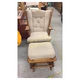 Solid maple glider with ottoman