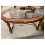 Glass top coffee table 45.5 wide 28" deep 19"