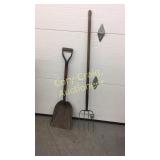 Hay fork and a shovel