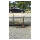 Shovel, weeder, ax, rake