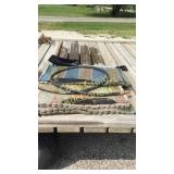 2 saddle blankets, hose, snow shovel