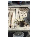 Cast iron bell, 2 4 lug wrenches, bar