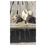 1 concrete planter and resin frog