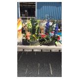 Artificial flowers with metal planters