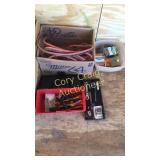 Tools, cable jumpers, nails, screws, box of misc
