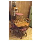 Oak Drop Leaf Table (4) Chairs (1) HAS BROKEN