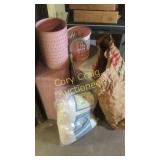 2 pillows, 2 hampers, 2 waste baskets, 1 cane