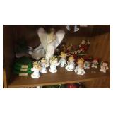 Wooden Christmas trees, angles, snowmen, santa