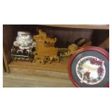 Wooden Sleigh and reindeer, Santa snd sleigh,