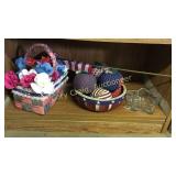 Basket of flower arrangement, basket of cloth