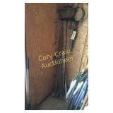 Garden tools, bird feeder,