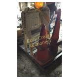 Construction signs, cones, and barricades