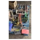 Wrenches, hammer, sockets, clamps, bungee cords,