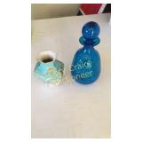 Kutahya Porsrlen Hand Made Vase & Crackle Glass