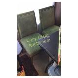 (4) Green Chairs Cloth and Wood