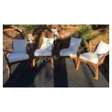 (4) Ratan Leather Chairs