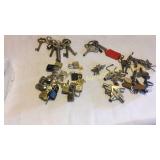 Clock And Skeleton Keys & Pad Lock