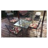 Wrought Iron Patio Set (4) Chairs (1) Table