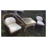 Whicker Patio Chairs and Table