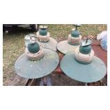 Retro Style Shop Lights (4) ONE HAS DENT AND TWO