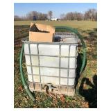 250 gal. poly water tank w/ hose,