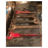 (6) Older Heavy Duty open end wrenches,