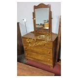 Dresser w/ Mirror 3 Drawer W/ Headboard and