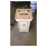 Wood trash can