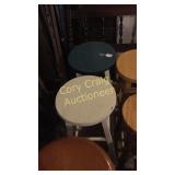 Blue and white wood stool