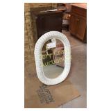 Oval Whicker White Mirror