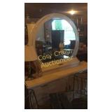 Dresser with round mirror