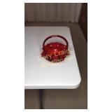 Ruby Red glass thumbprint Ruffle Basket 8" Fenton