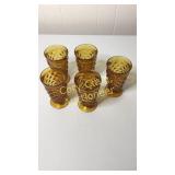 (5) Yellow American Fostoria Tea Glasses