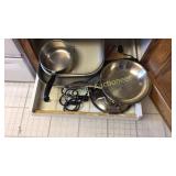 ELECTRIC skillet, pots and pans,