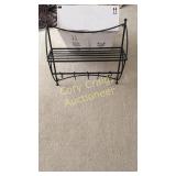 Iron wall rack w shelf with five hooks 17 1/2 w