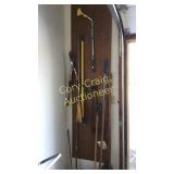 Contents of shed & long handle tools in garage