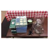 Candles, wax warmer, pitcher and large candle