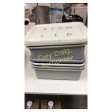 (6) Plastic storage bens with three lids