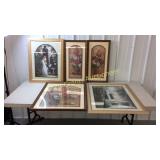 Pictures flowers, lady in white with birds