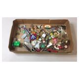 ASSORTED key chain items and pens, pocket knifes,