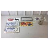 License plates, milk bottle