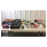 Camo bag, pursues radio, assortment of misc