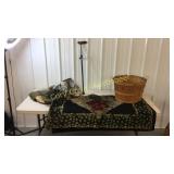 Military belts, bag, shirt, gloves, cane, apple