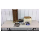 Storage box, gum drop tree, cassette tapes