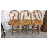 3 Wood bar stools
