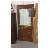Wood door with glass and original hardware and