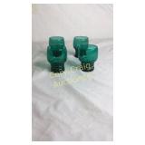 Set of 4 Green Lequeir Glasses Stackable Ca 1940